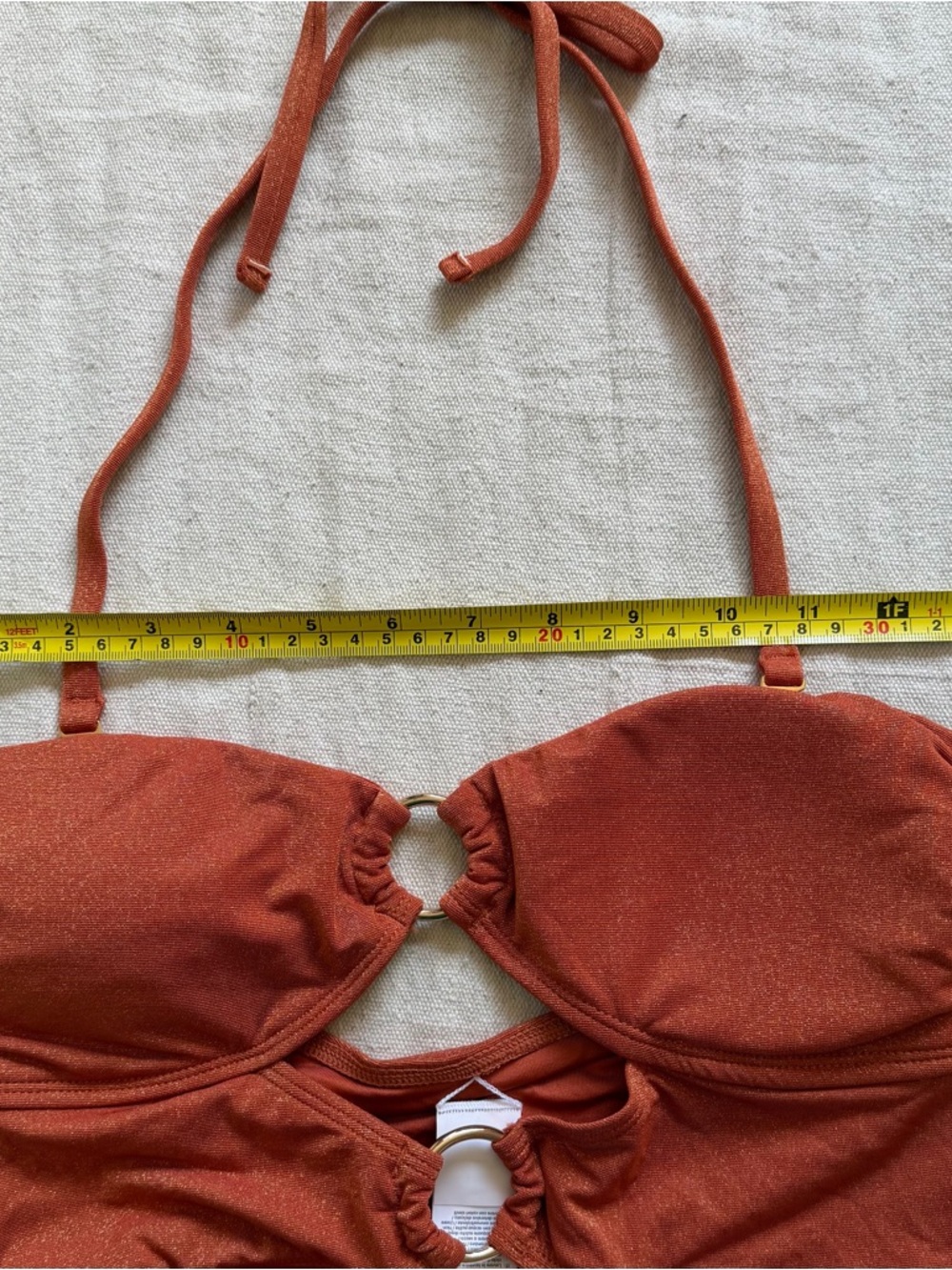 NWT Cupshe Metallic Burnt Orange O-Ring Cutout One Piece Swimsuit Monokini Med M - Picture 9 of 10